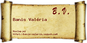 Banis Valéria névjegykártya